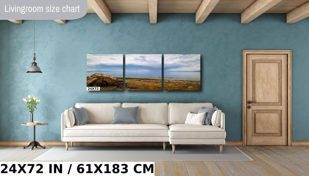 Nature's Cleansing: Rainy Splendor at the Great Salt Lake Photography Wall Art Print