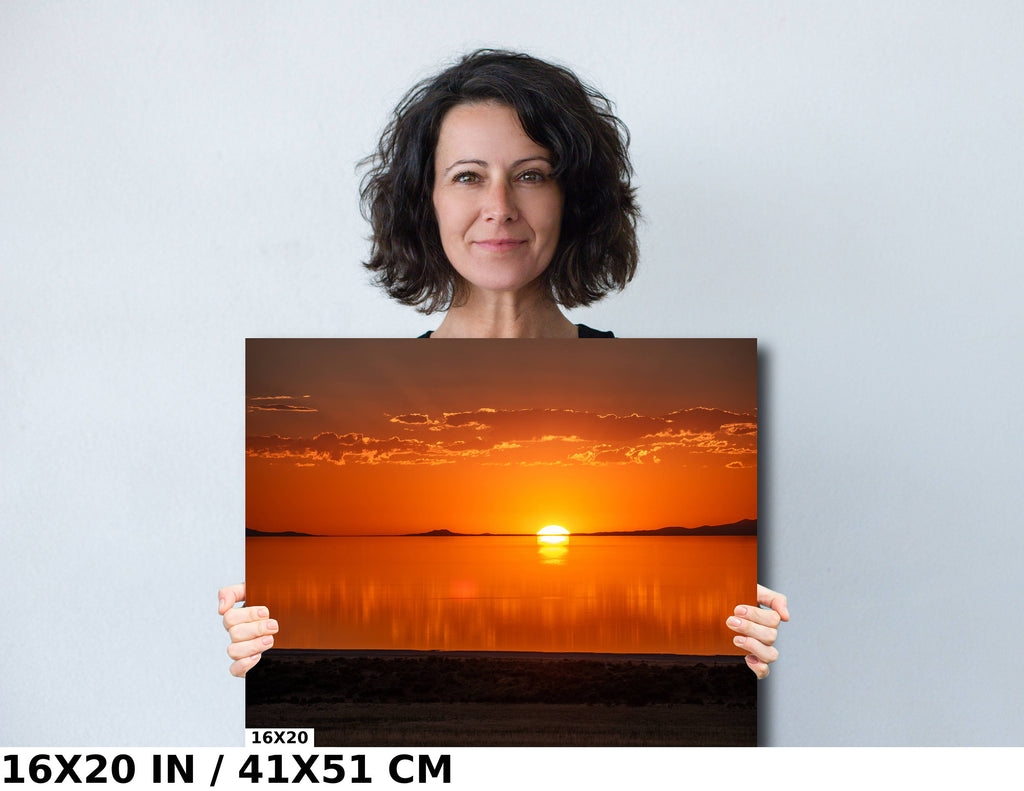 Sunset Over the Great Salt Lake: Dusk at Antelope Island State Park Photography Utah Wall Art