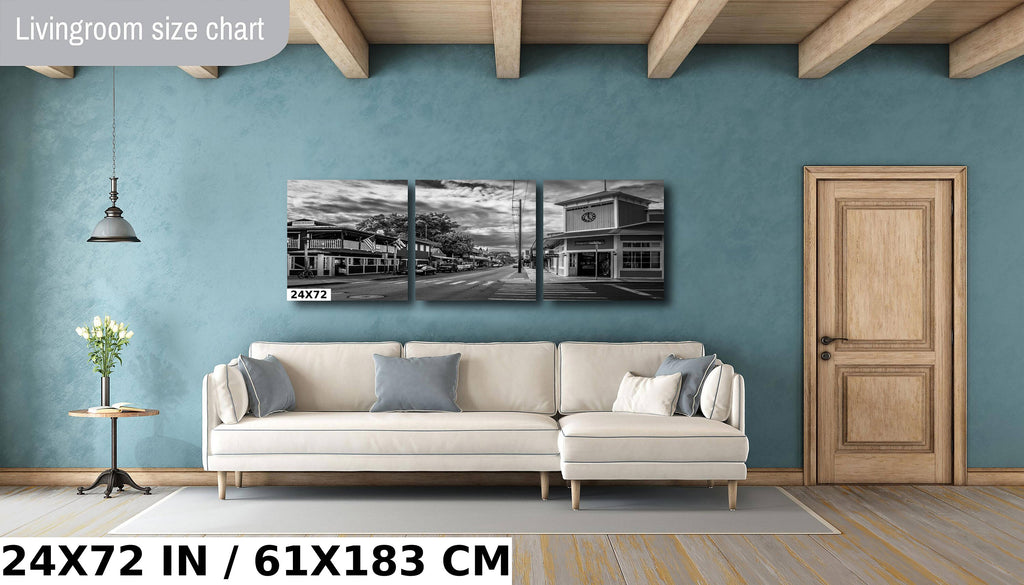 Lahaina Front Street Print: Black and White Maui Historic Photography