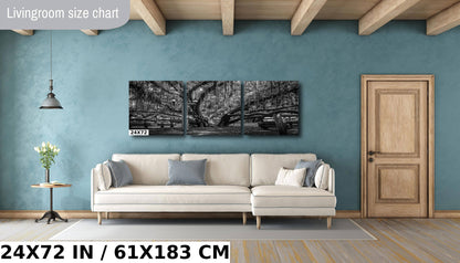 Shade of Serenity: Laihana Hawaii Banyan Tree Black and White Photography Maui Nature Canvas Metal Print Wall Art