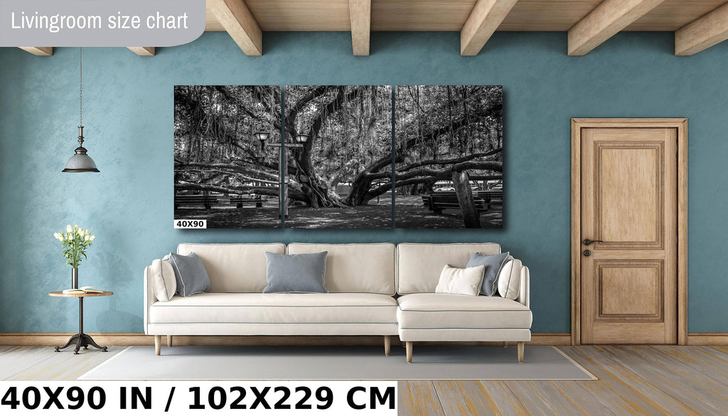 Shade of Serenity: Lahaina Banyan Tree Print Maui Hawaii Black and White