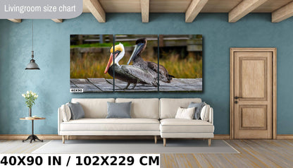 On The Wings of Love: Brown Pelican Male and Female Wall Art Metal Aluminum Print Water Bird Photography