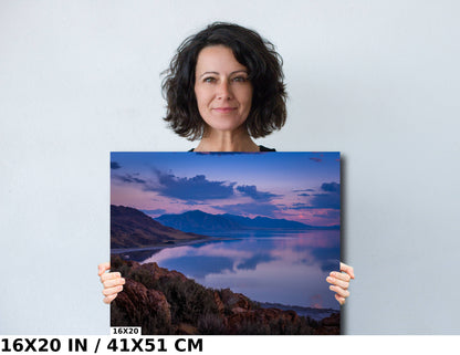 Utah's Majestic Ocean Lake: Great Salt Lake Metal Canvas Print Utah Landscape Sunset Wall Art Photography