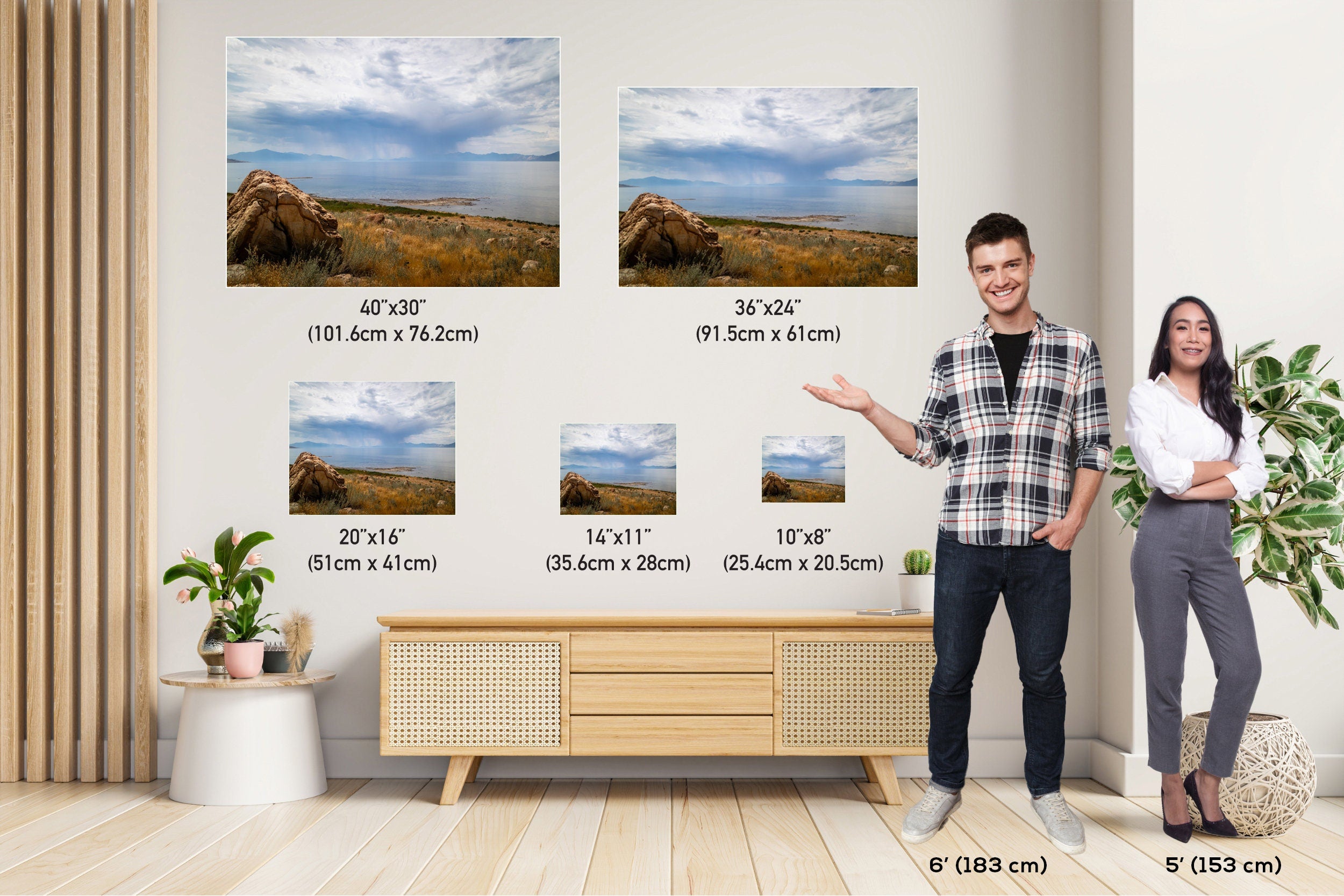 Nature's Cleansing: Rainy Splendor at the Great Salt Lake Photography Wall Art Print