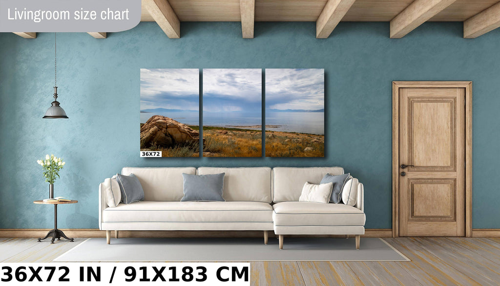 Nature's Cleansing: Rainy Splendor at the Great Salt Lake Photography Wall Art Print