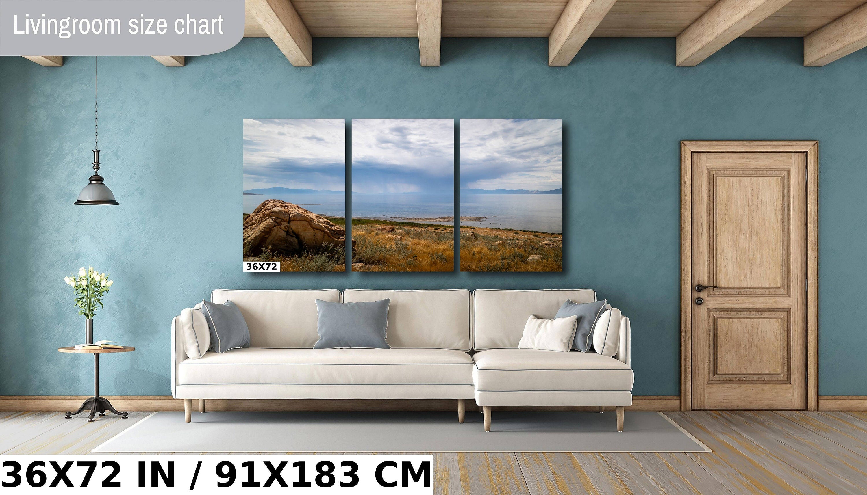 Nature's Cleansing: Rainy Splendor at the Great Salt Lake Photography Wall Art Print