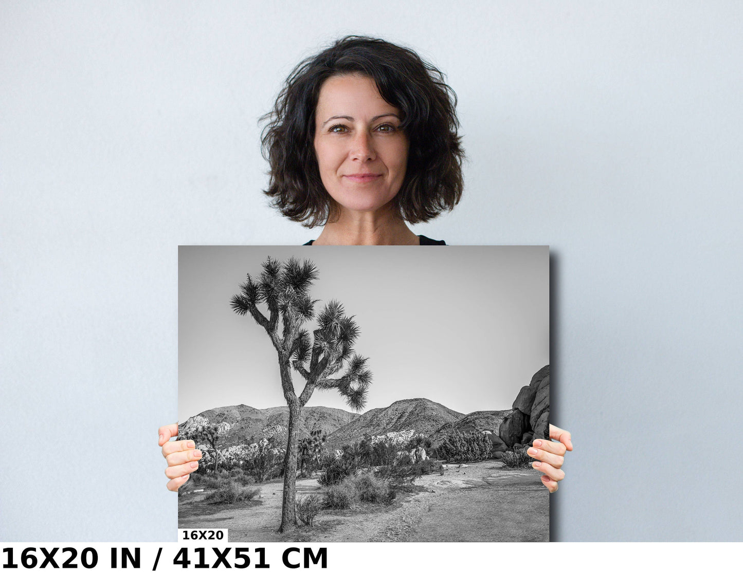 Joshua Tree Wall Art - California Desert Landscape Canvas | Black and White Desert Photography