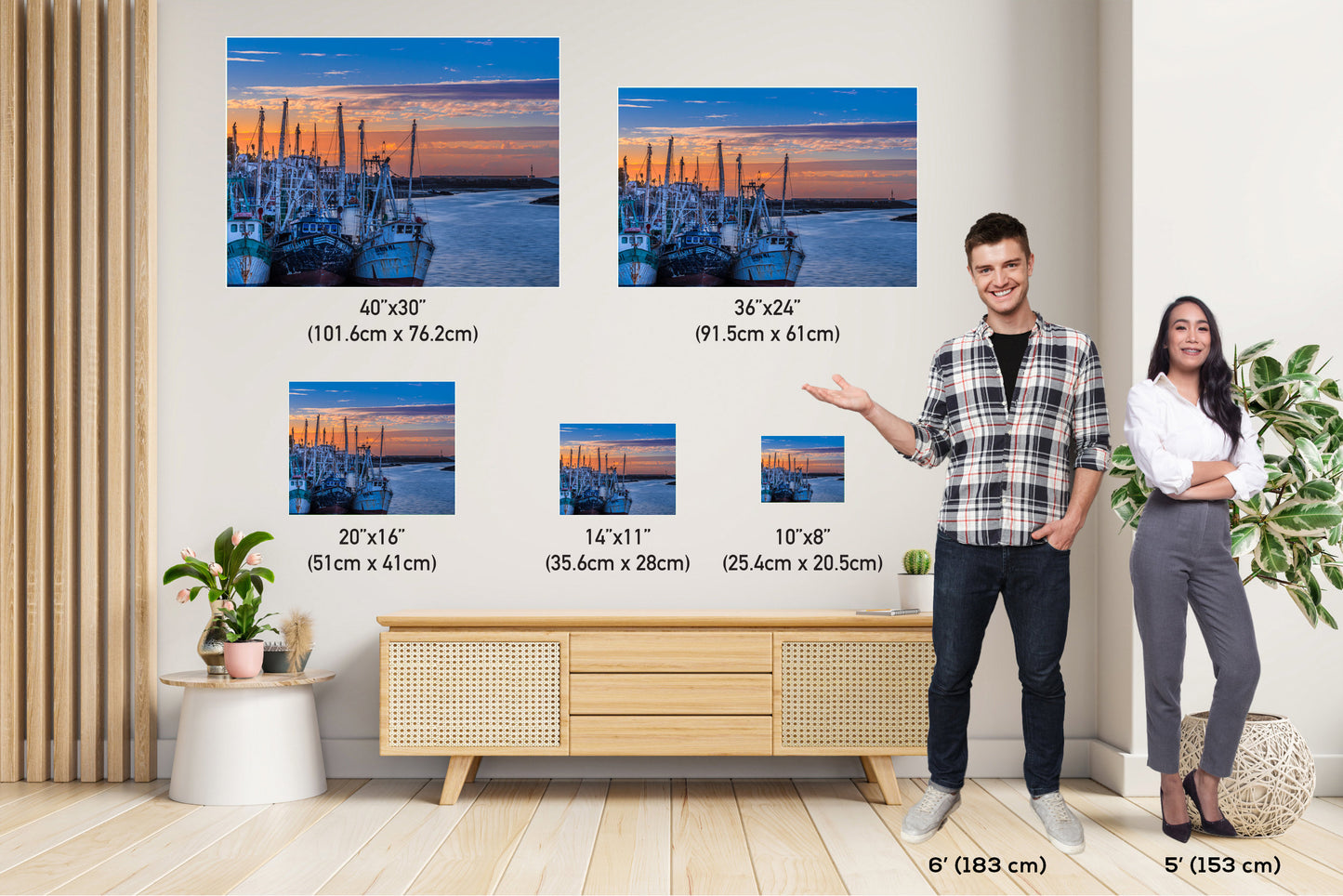 Puerto Peñasco Fishing Boats - Nautical Canvas Print | Vibrant Harbor Scene Wall Art