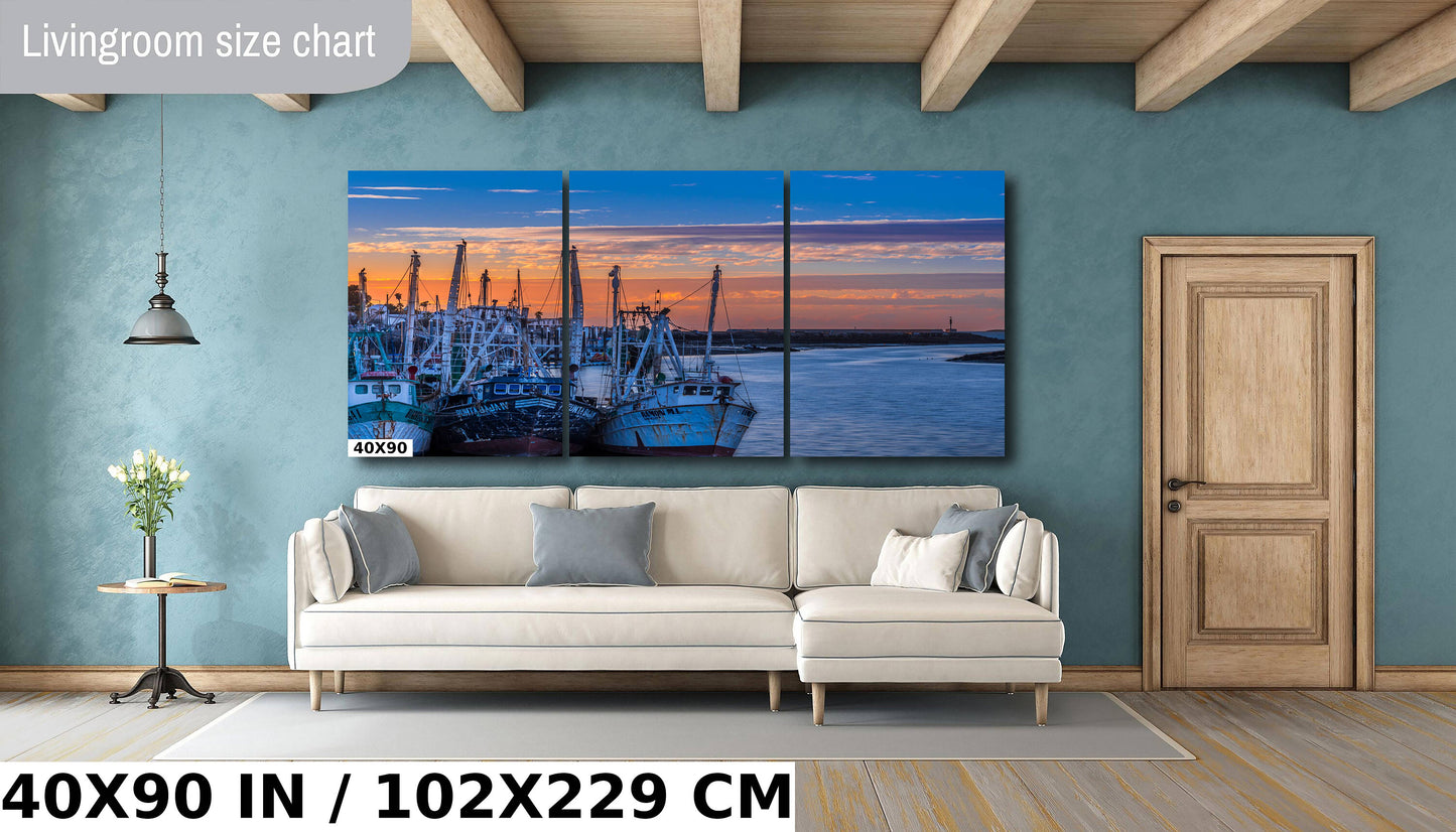 Puerto Peñasco Fishing Boats - Nautical Canvas Print | Vibrant Harbor Scene Wall Art