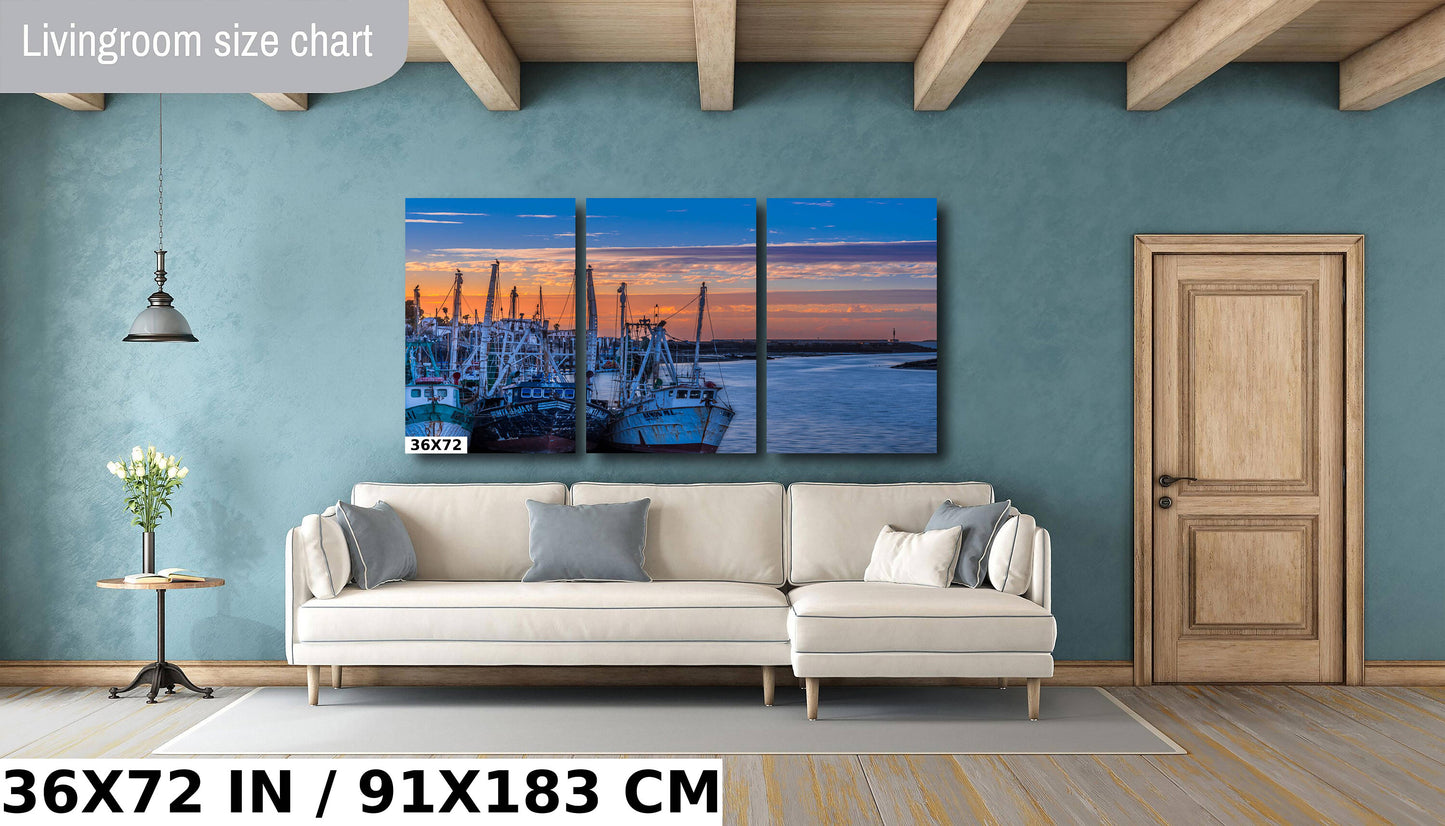 Puerto Peñasco Fishing Boats - Nautical Canvas Print | Vibrant Harbor Scene Wall Art