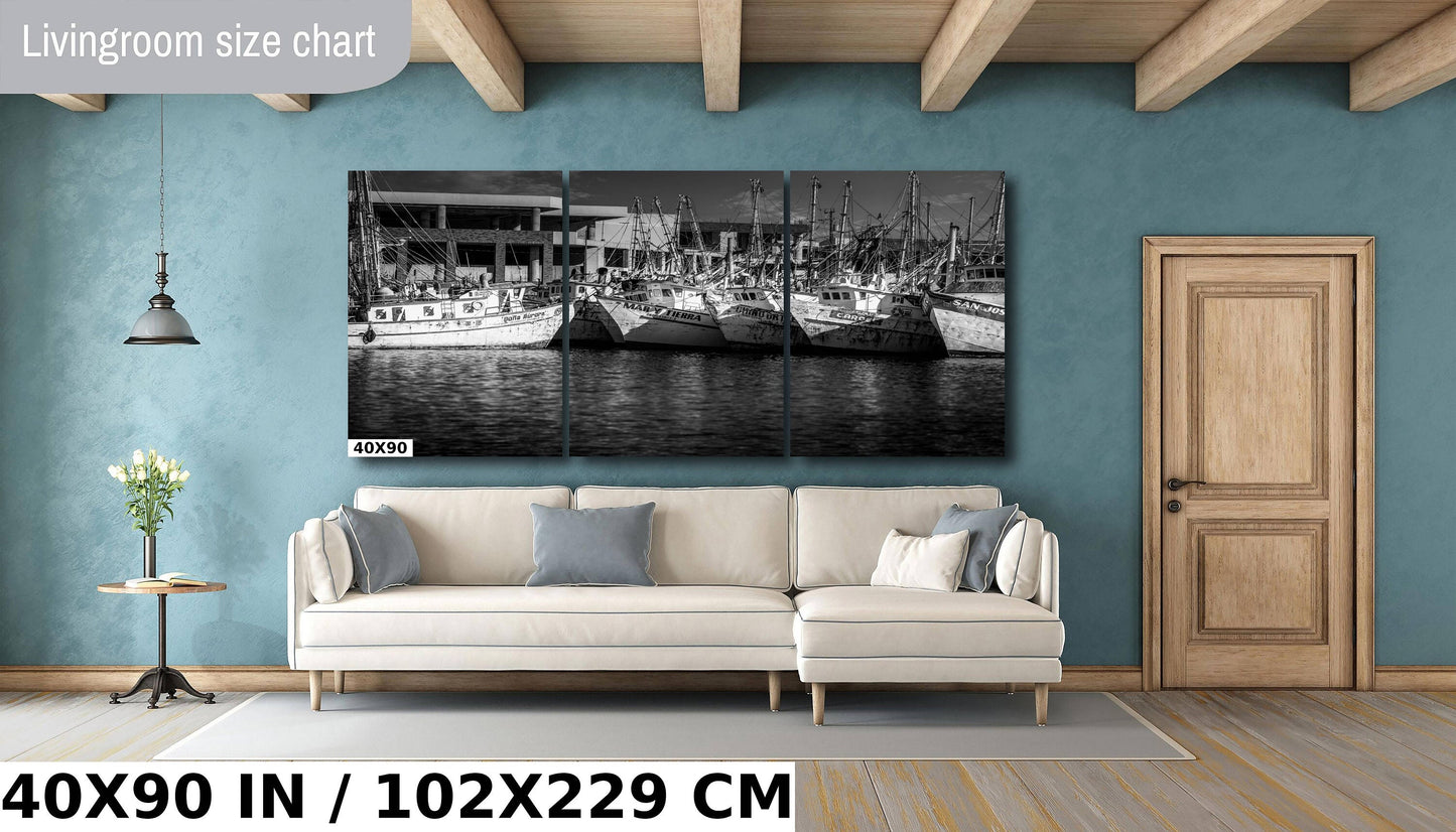 Fishing Boats Wall Art – Nautical Canvas Print of Rocky Point Harbor Boats